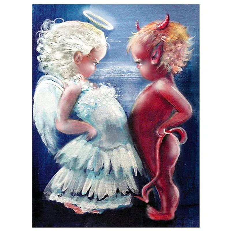 5D DIY Diamond Painting Angel and Devil Embroidery Cross-stitch Mosaic Full Home Decoration Gift | Дом и сад