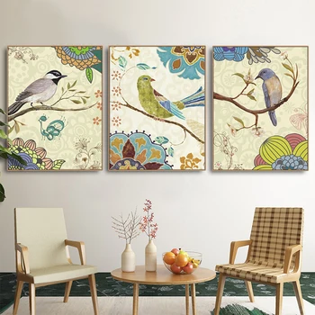 

Chinese Style Birds Wall Pictures Poster Print Canvas Painting Calligraphy Decor for Living Room Bedroom Home Decor Frameless