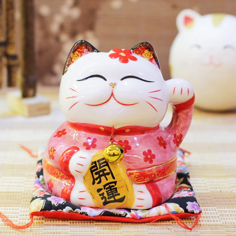 5 дюймов керамика Maneki Neko пара синий розовый счастливый кот Фортуна украшения "кошки" копилка домашнего рабочего украшения Шарм подарок