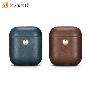 

Original Icarer For Airpods Wireless Headphone Cover Shockproof Charging Box for Air pods Earphone Case Brown/Blue
