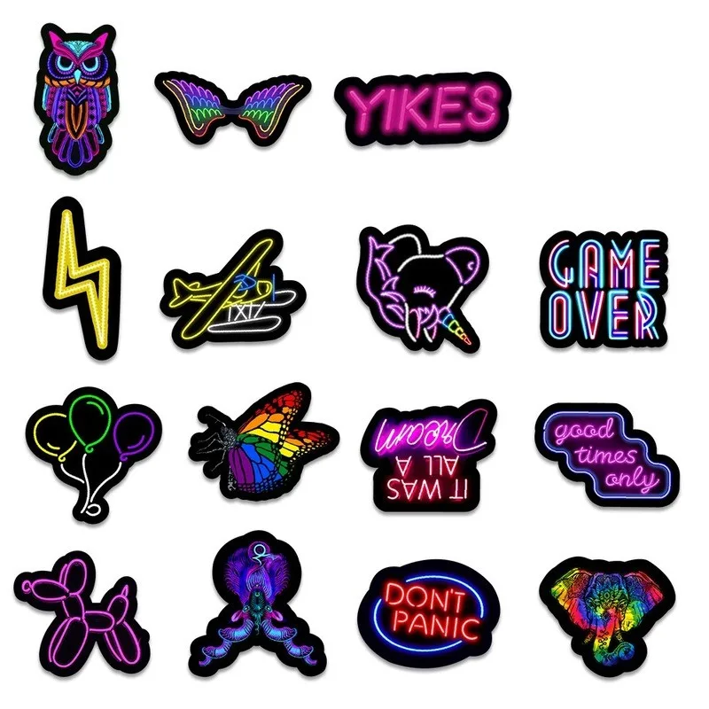 50 Pcs Reflective Stickers Glow In The Dark Wall Fashion Funny Luggage Mobile Phone Computer Notebook Decals Decorative luminous wall stickers fluorescent stickers