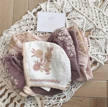 

EnkeliBB APO Brand Baby girl Vintage Style Beanies Lovely Little Kid retro style Hat Toddler embroidery Sweet Beanie