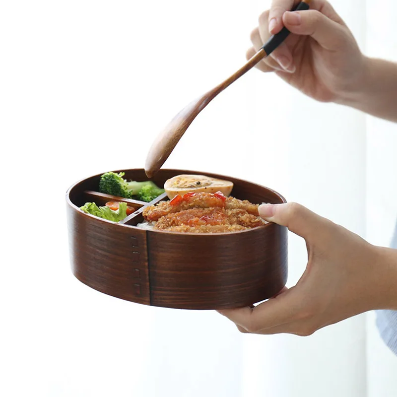 Горячие деревянные Ланч-боксы контейнеры для еды в японском стиле Bento ланчбокс для детей школьная столовая посуда миска коробки органайзер для путешествий