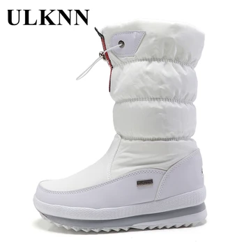 

ULKNN Winter Girls Snow Boots Fashion Solid Color Thicken Plush Cotton Boots Waterproof Long Boots Non-slip Keep Warm Kids Boys