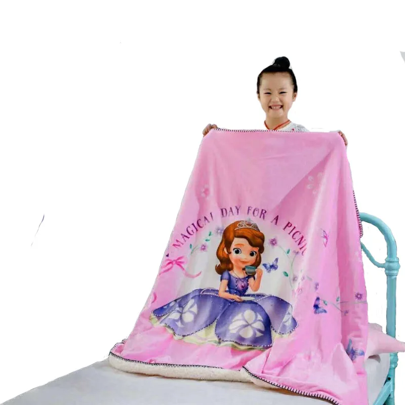Детское утолщенное одеяло из овчины с изображением Диснея Софии, весеннее и осеннее зимнее одеяло для детского сада и сна, Подарочные простыни - Цвет: sofia-1
