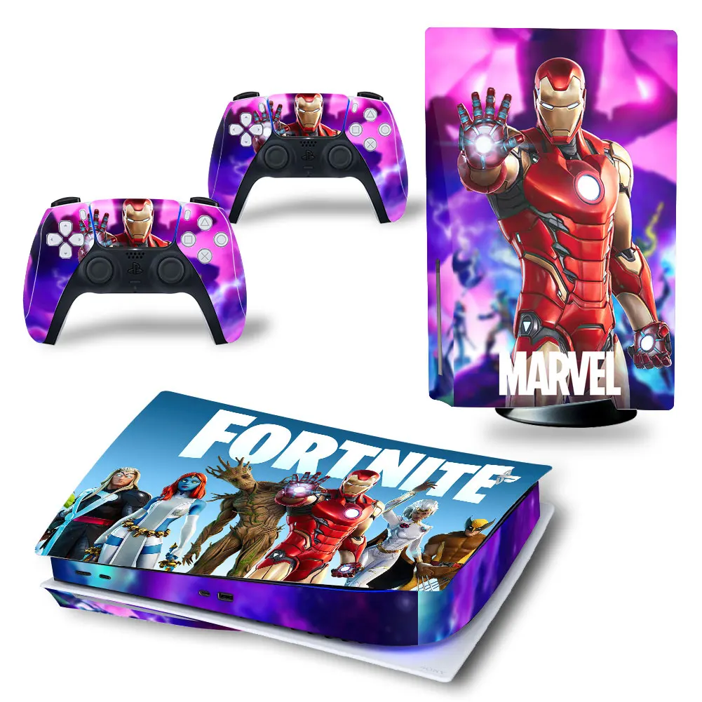 Marvel Iron Man PS5 Disk Skin Sticker Decal Cover for PlayStation 5 Console and 2 Controllers PS5 Disk Skin Sticker Vinyl 