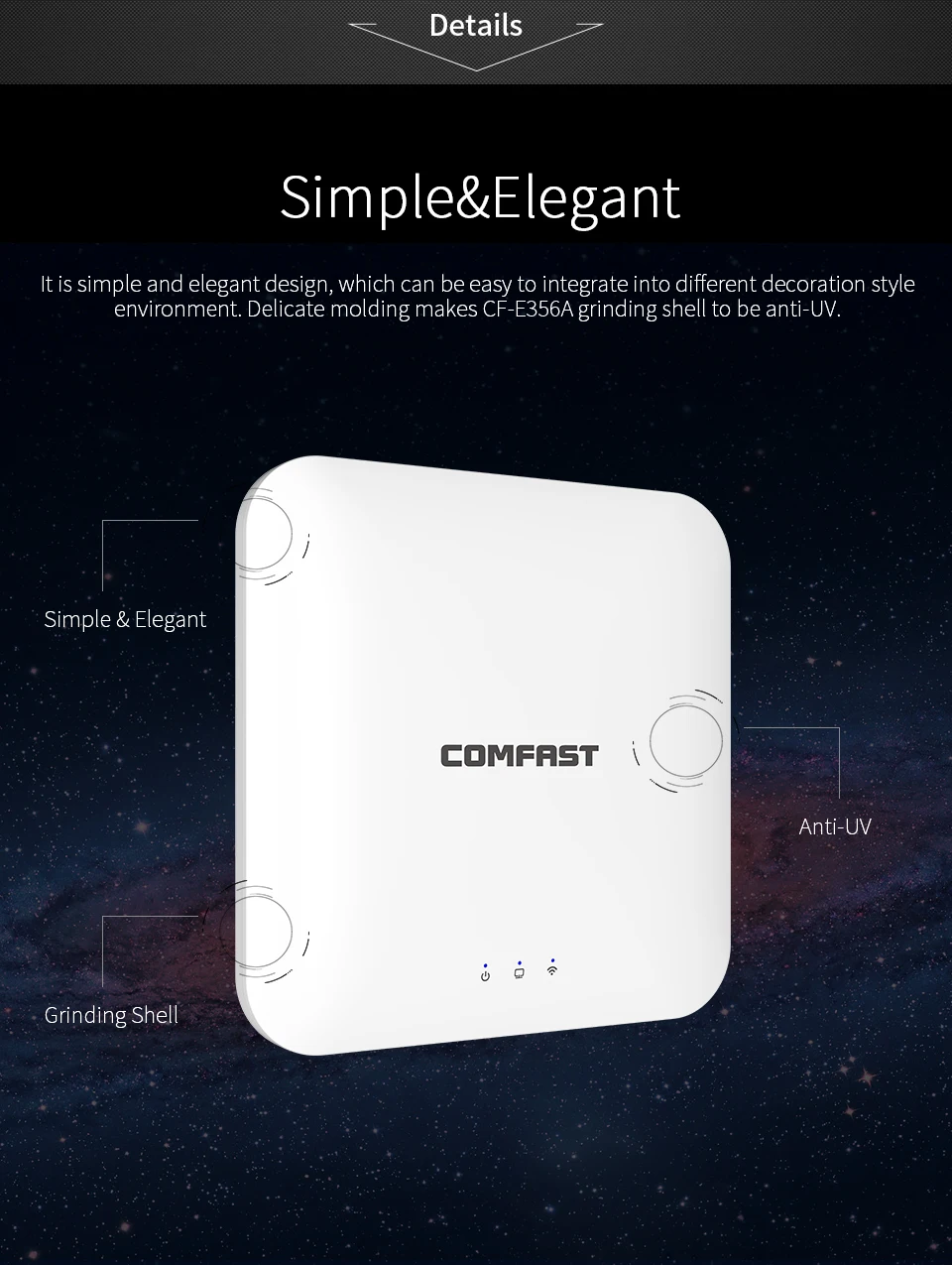 

COMFAST CF-E356A 600Mbps Dual Band Ceiling AP 2.4/5.8GHz high Power Wide Coverage Support More 80 Users Access Point AP Bridge
