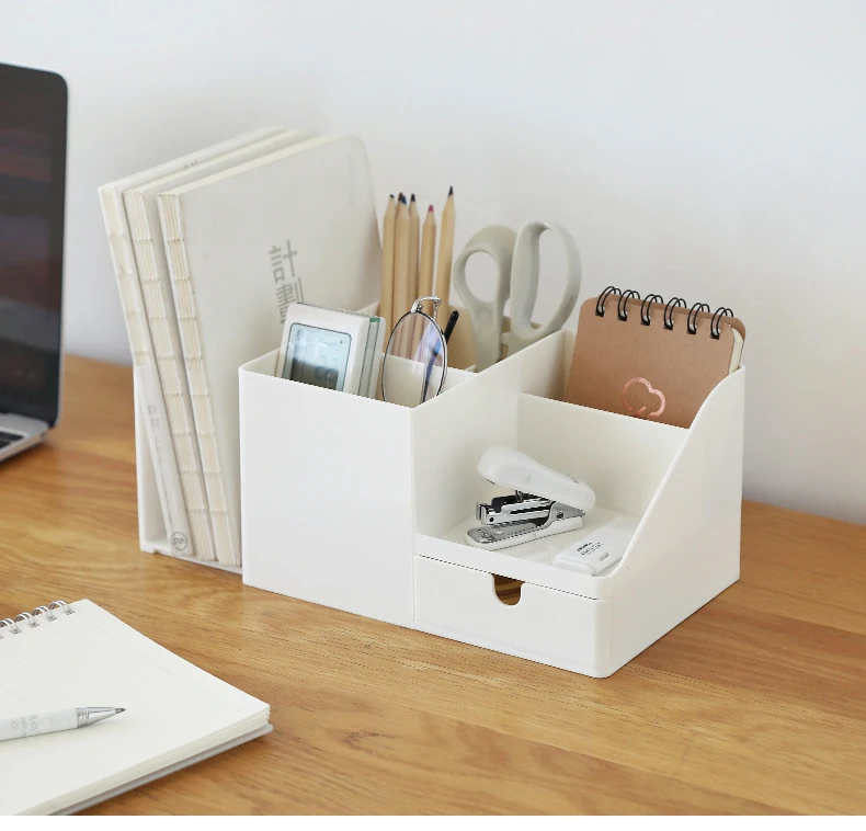 Details about   ABS Table Office Organizer Storage Holder Desktop Pencil Pens Sundries Badge Box 