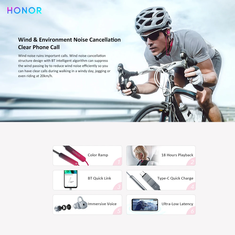 Беспроводные стереонаушники Honor xSport Pro Bluetooth 5 0 IP55 с шумоподавлением|Наушники и