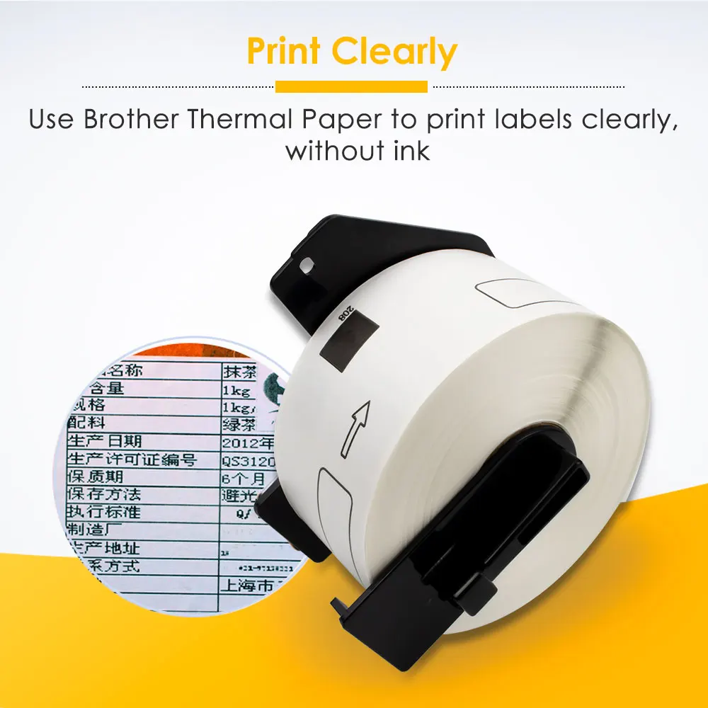 Cartridge King Label Thermal Paper for Brother DK-22205 Continuous Roll Paper Label Compatible for Bother QL QL-500 QL-550 Print