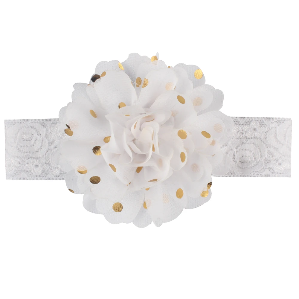 

Bronzing Chiffon Flower Headband Lace Flower Kids Baby Newborn Toddler Girls Elastic Headwear Hair Band Head Accessories