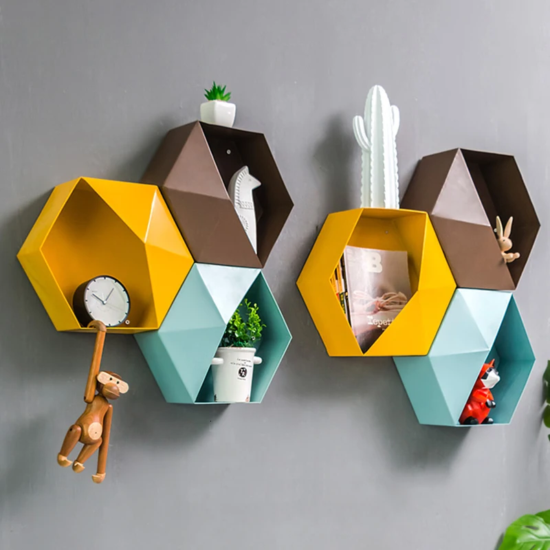 Модная настенная ваза однотонная железная полка для хранения подвесные вазы