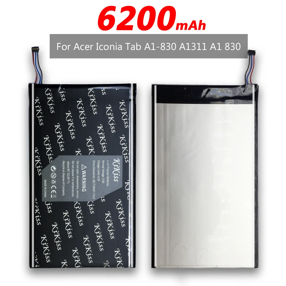 KiKiss Safe A1311 планшетный Аккумулятор для acer Iconia Tab A1-830 A1311 A1 830 6200 мАч литий-полимерные аккумуляторные батареи