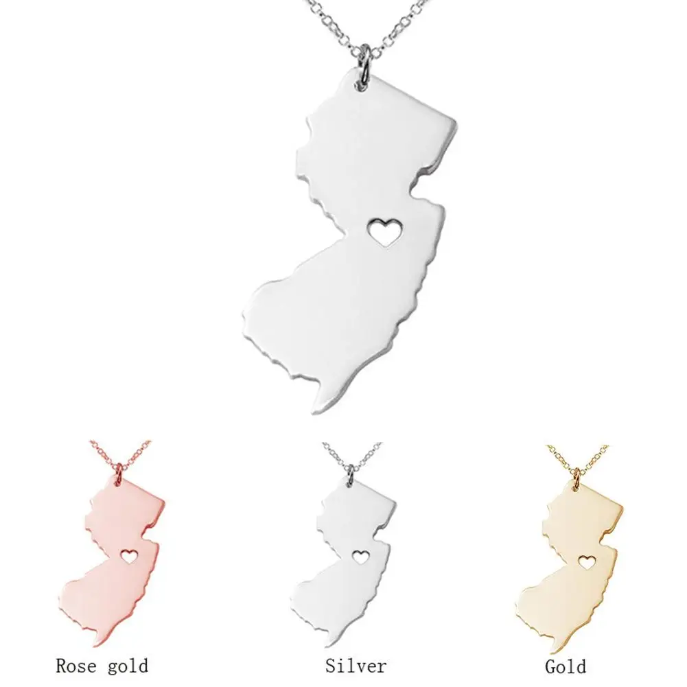 Fashion Unisex New Jersey Map Pendant Charm Chain Necklace Fine Jewelry Gift | Украшения и аксессуары