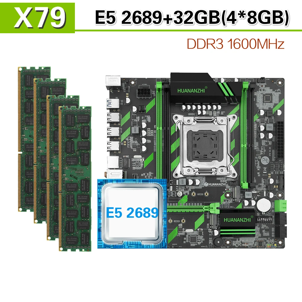 Материнская плата HUANANZHI X79 с Xeon E5 2689 4x8 ГБ = 32 Гб 1600 МГц DDR3 память ECC REG | Компьютеры и