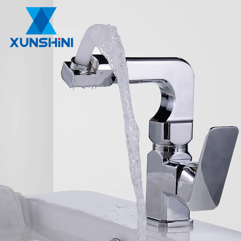 

XUNSHINI Chrome 360 Rotating Bathroom Basin Faucet Bath Sink Faucets Cold and Hot Crane Torneira