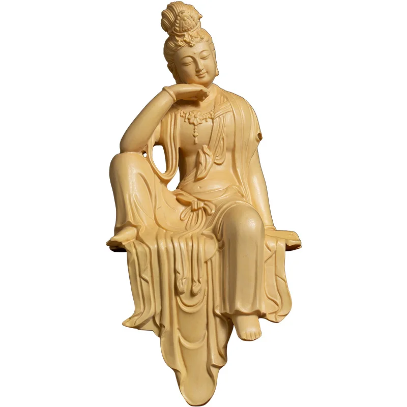 13 см Guanyin Bodhisattva резьба из самшита статуя Будды предметы домашнего декора