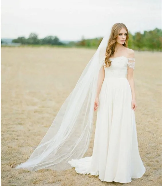 Wedding Bridal 2 Meters Long Bridal Veil With Comb Ivory White Cathedral Elegant Bride Engagement voile mariage Accessories Wedding Bridal 2 Meters Long Bridal Veil With Comb Ivory White Cathedral Elegant Bride Engagement voile mariage Accessories