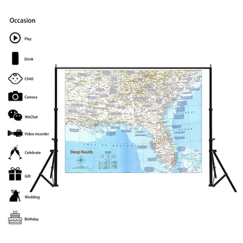 

90*60cm The United States Deep South (1983) Map World Map Wall Decor Detailed Poster Wall Paper Map of World Office Supplies