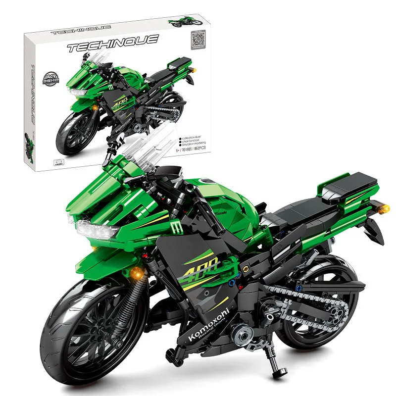 

Toys for Children Green Simulation Motorcycle Boy Diy Educational Assembled Building Block Brick Model Car Kit Kids Gift Toy T33
