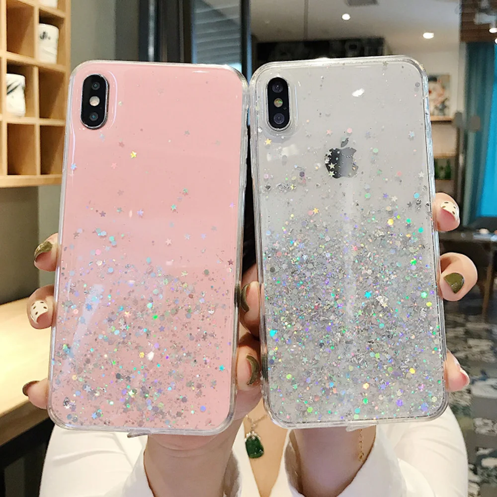Роскошный прозрачный блестящий чехол для телефона iPhone Xs Max X Xr 11 Pro 7 8 6 6S Plus SE 2020 2 SE2