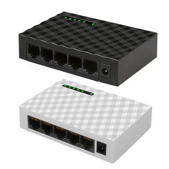 

5-Port Network Switch 4-Wire RJ45 Gigabit Ethernet 1000Mbps Splitter Travel Lan Switch Hub for PC Desktop EU Plug