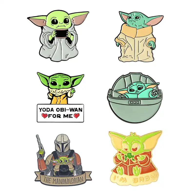 Figuras De Accion De Baby Yoda De Star Wars Broches De Juguete Para Decoracion Colecciones De Figuras De Accion Figuras De Accion Aliexpress