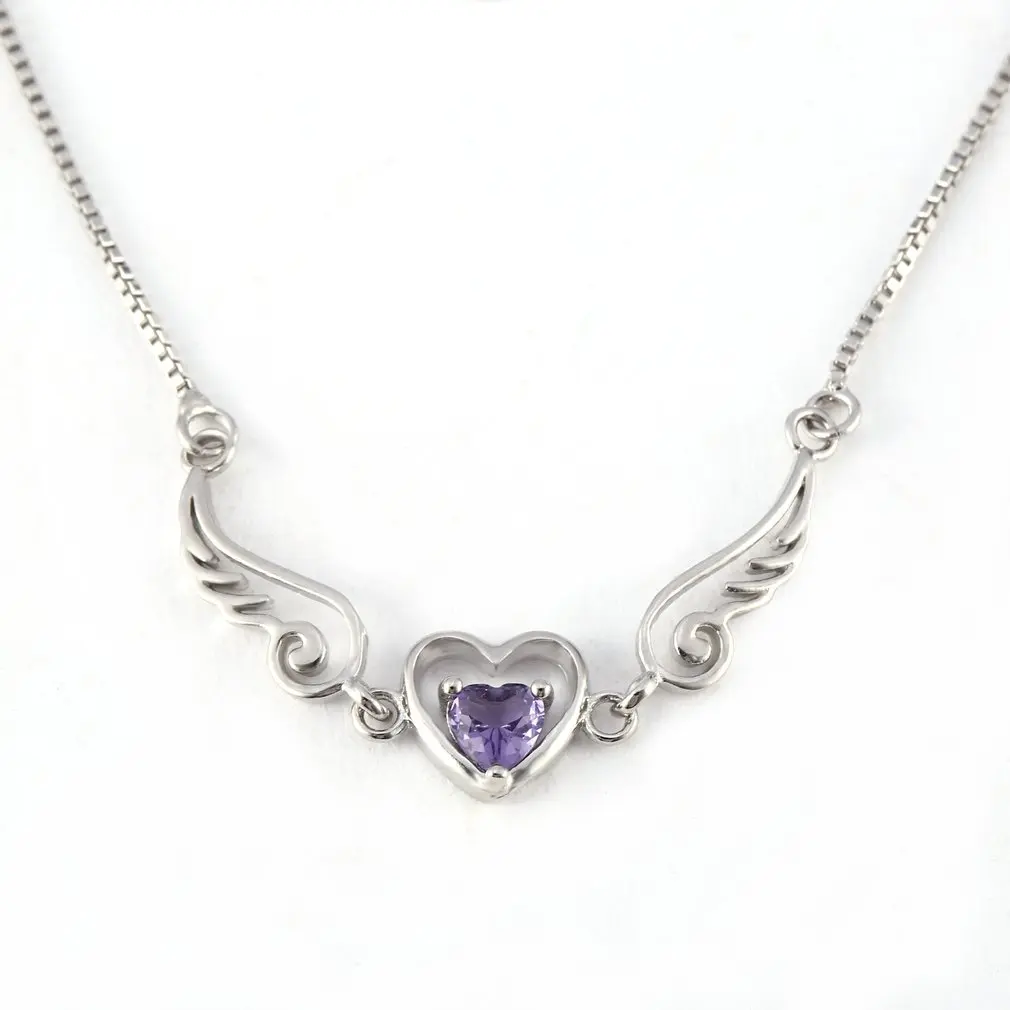 Модное ожерелье с кулоном из кристаллов для женщин крыльями ангела сердечком