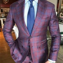 Британский клетчатый костюм, мужские костюмы из 2 предметов, классический костюм, приталенный костюм, деловой пиджак, брюки, смокинги на заказ, свадебные смокинги