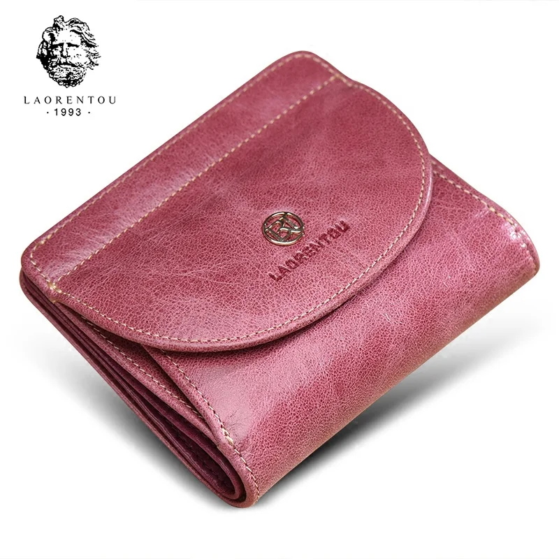 

LAORENTOU Fashion Zipper Purse Lady Coin Pocket Card Holder for Woman Wallets Female Cowhide Leather Standard Wallets Money Bag