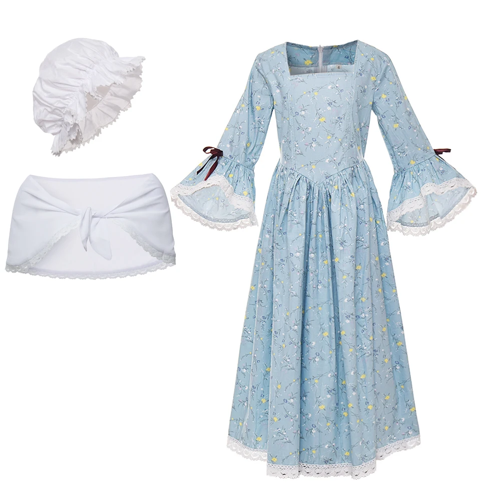 Yellow Plaid Cotton Girls Colonial Pioneer Dress Historical Civil