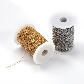 

2m Width 4mm Gold Color Stainless Steel Necklace Chains For DIY Jewelry Making Findings Handmade Materials Bulk Chain Wholesale