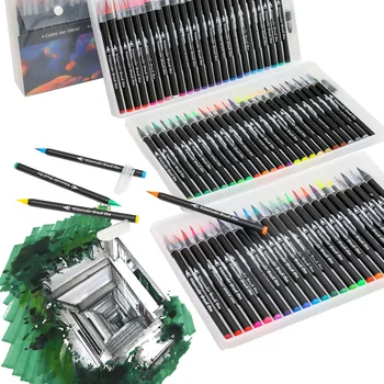 

48/72 PCS Colors FineLiner Art Marker Pens Dual Tip Brush Pen Bullet Journal Pen Fine Point Coloring Marker School Supplies