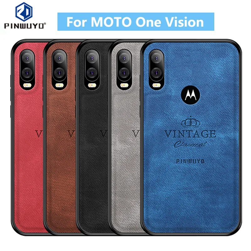 

For MOTO One Vision Original PINWUYO Case for Motorola Moto One Vision P40 P50 Business TPU PC Patch Cloth Phone Case Cover