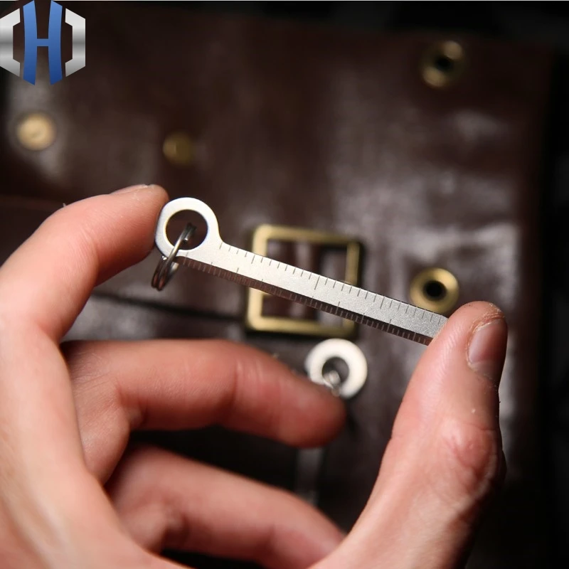 Mini Titanium Small Ruler Keychain Portable Ruler EDC Measuring Tool Centimeter Inch