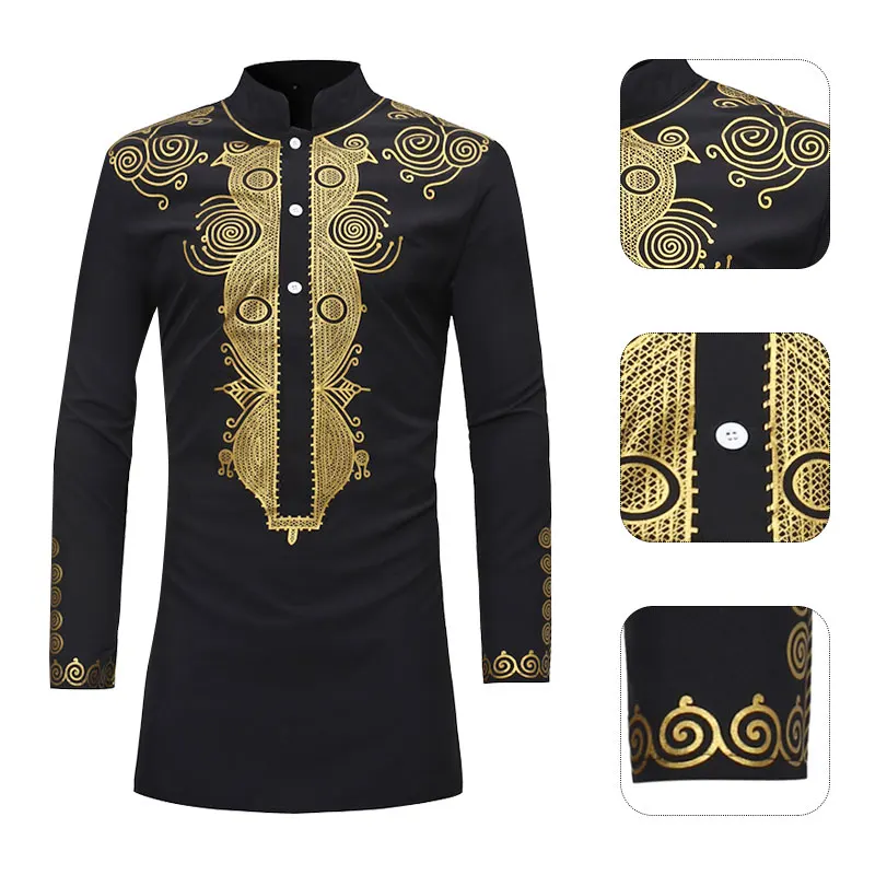 

Stylish Longline Shirt Travel Work Outdoor Shirts Cotton African Clothing Comfortable Soft Casual Long Sleeve T-Shirt