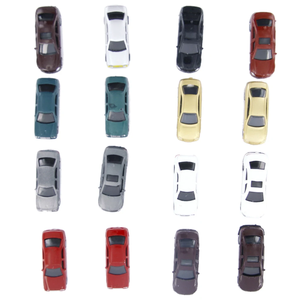 100Pcs Assorted Painted Model Cars For Building Train Layout Scene Decoration 1:100 HO Sacle