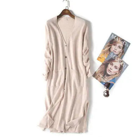 beige white cardigan Neploe длинный кардиган женский Мода Harajuku Свободный вязаный свитер Женский Повседневный Плюс размер куртка зимнее пальто с разрезом - Цвет: beige white cardigan