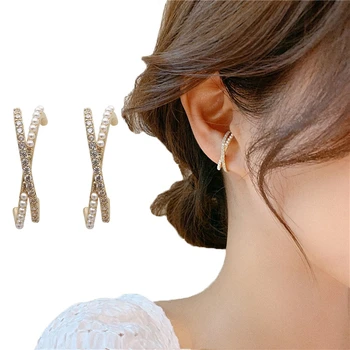 

925 Sterling Silver Ear Clip For Women Zircon Clip On Earrings Gold earcuff Without Piercing Earrings Fashion Jewelry
