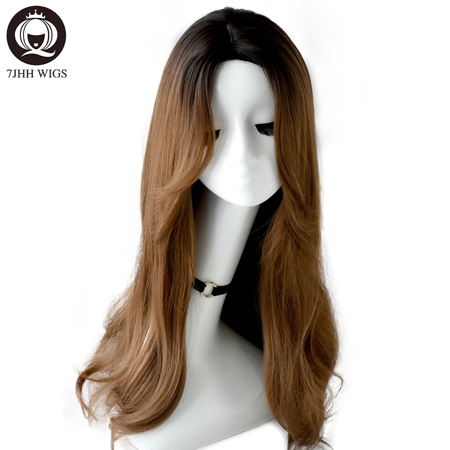 

7JHH WIGS Long Natural Wig Fashion Black Layered Soft Wig For Women 26 Inches Synthetic Noble Heat Resistant Wig