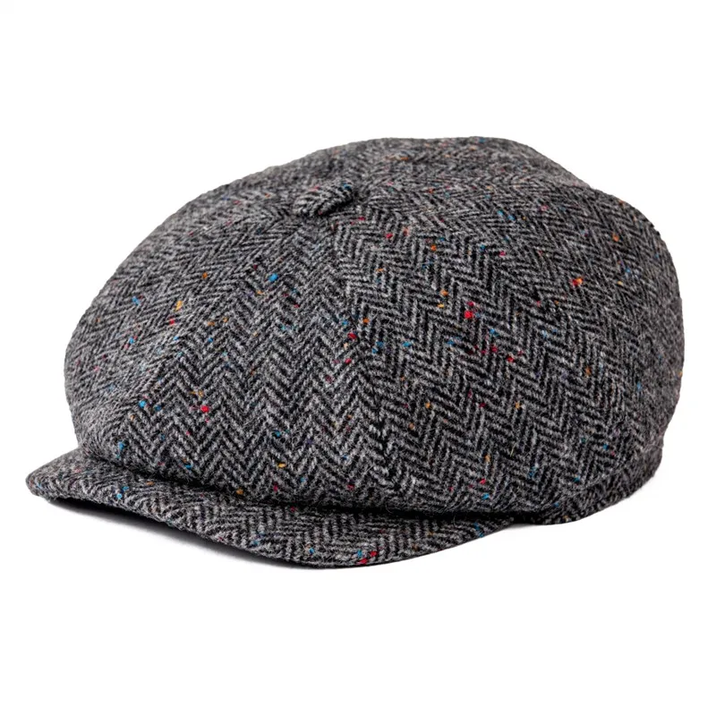 BOTVELA Multi Color Dot Herringbone Wool Tweed Newsboy Cap Men Women Hat with Soft Lining Driver Cap 005