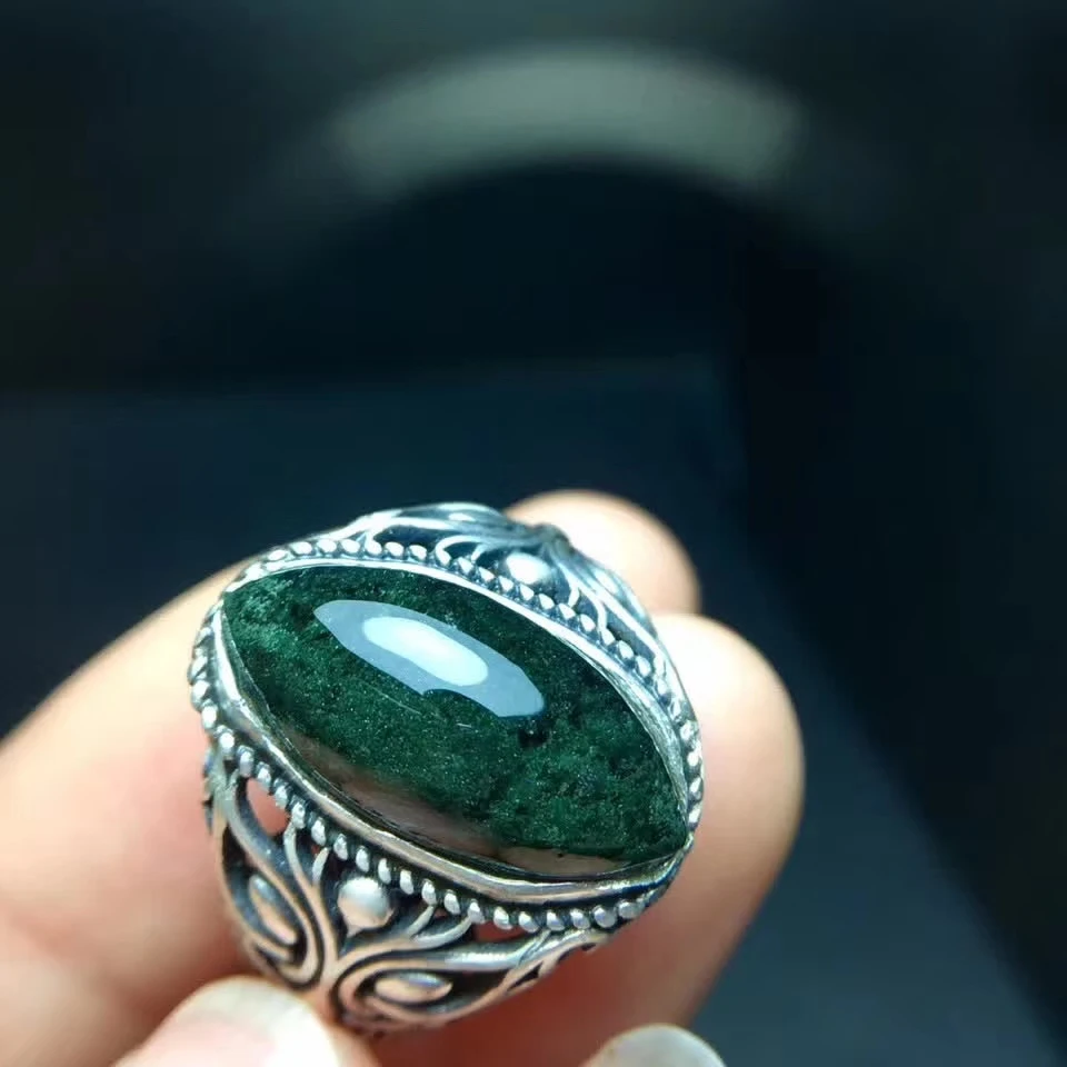 

20.2/9.4mm Certificate Natural Green Phantom Quartz Ghost Crystal Adjustable Ring AAAAA Garden Ring Jewelry