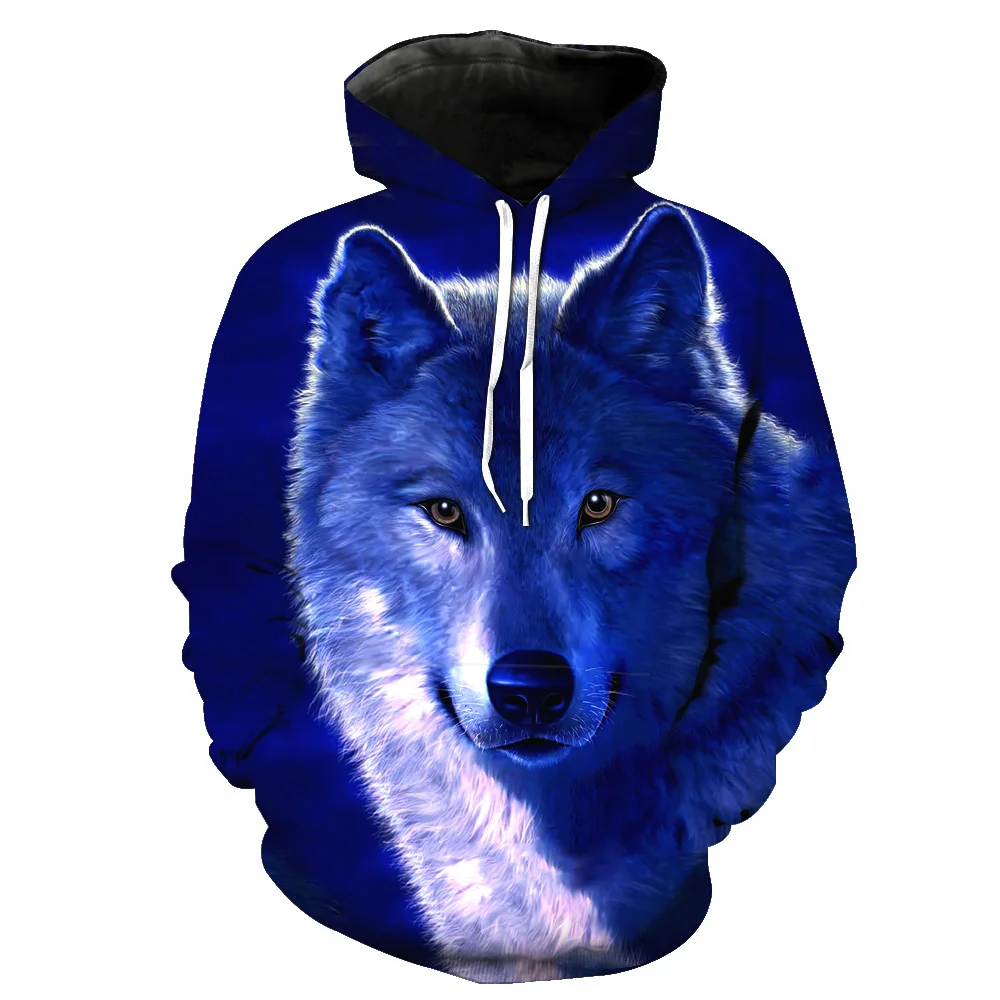 Digital wolf head printing cap pocket cover men's fashion hat clothing Men's Sweatshirts Printing Blouse hoodies |