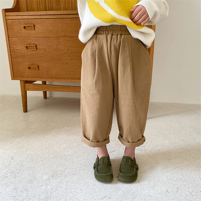 Korean style spring boys and girls solid casual pants unisex fashion loose all-match trousers for kids clothes girls pants,boys pants,kids pants,girls trousers