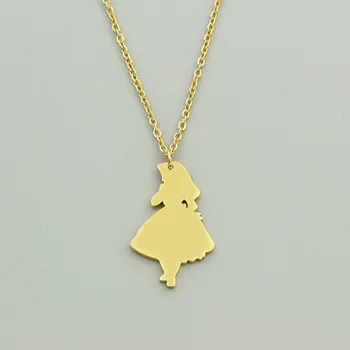 

10PCS Pretty Cinderella Collar Necklace Body Jewelry Gold Chain Stainless Steel Alice In Wonderland Pendant Necklace Women