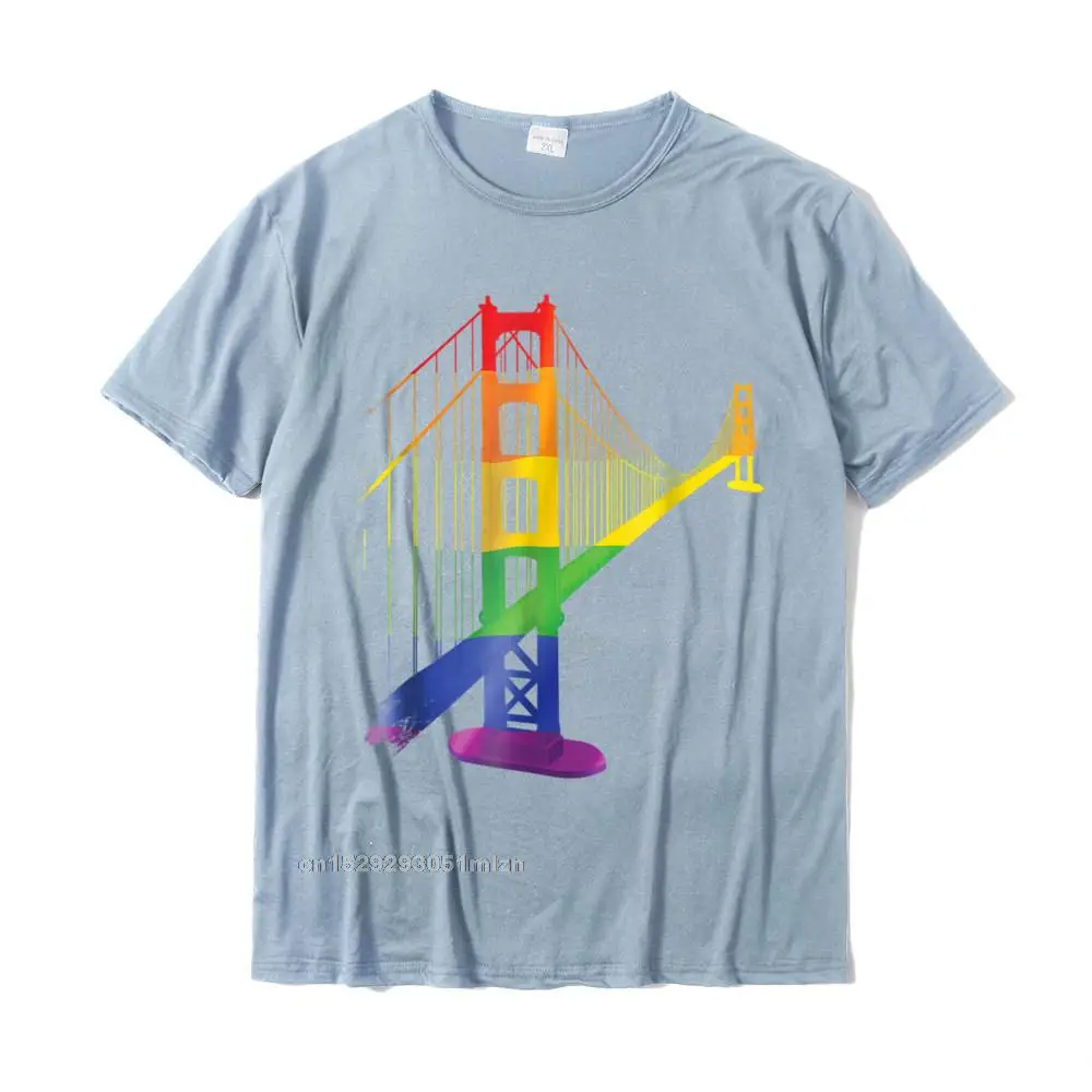 Casual Special Personalized Tops T Shirt Round Collar NEW YEAR DAY 100% Cotton Short Sleeve T-Shirt for Boys Customized T Shirt LGBT T-shirt Pride Rainbow Golden Gate Bridge Zany Brainy__3574 light