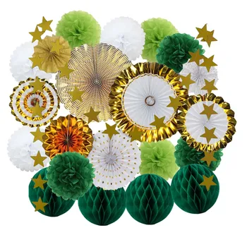 

22pcs/Set Summer Hawaii Aloha Party Favor Gold Green Pink Paper Crafts DIY Kids Boy Girl Baptism Gift Christmas Decor Ornaments