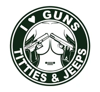 I Love Guns, Titties, & Jeeps Auto window Decal/Sticker