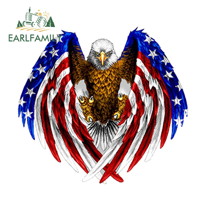 EARLFAMILY 13 см x 11 5 Автомобильная наклейка лысая орла американский флаг США на