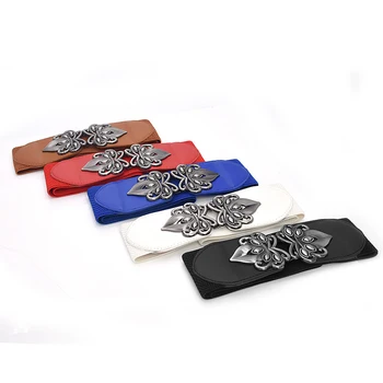 

Women belt Elastic Waistband Elegant Cummerbunds for women dressRed White black belt Fashion Leather Strap Waist